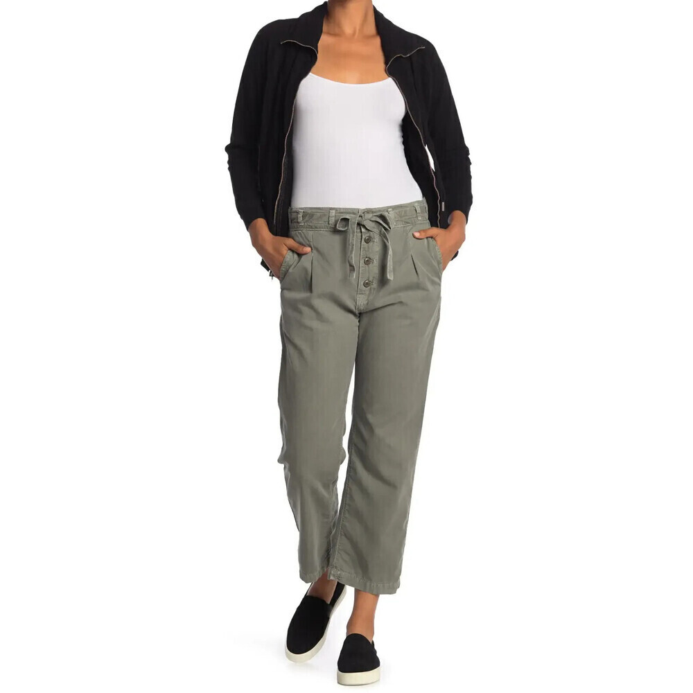 NSF Clothing Woman's Tie Waist Crop Pleated Pants In Pigment Cargo Size 27 $250